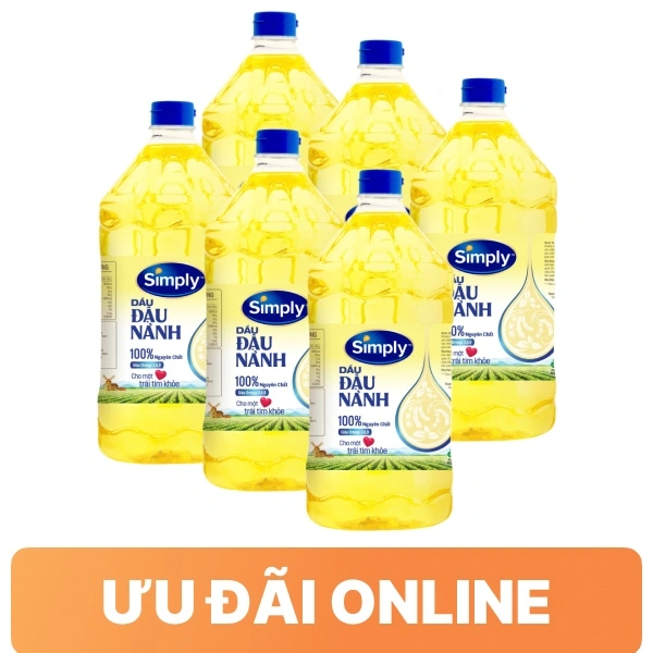 6 can dầu đậu nành nguyên chất Simply 2 lít