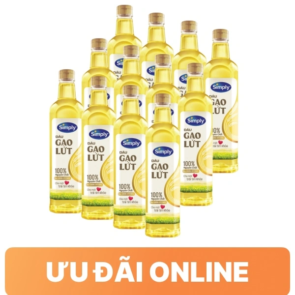 12 chai dầu gạo lứt Simply 1 lít