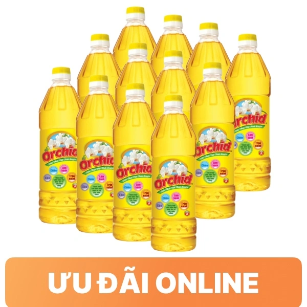 12 chai dầu thực vật Orchid 1 lít