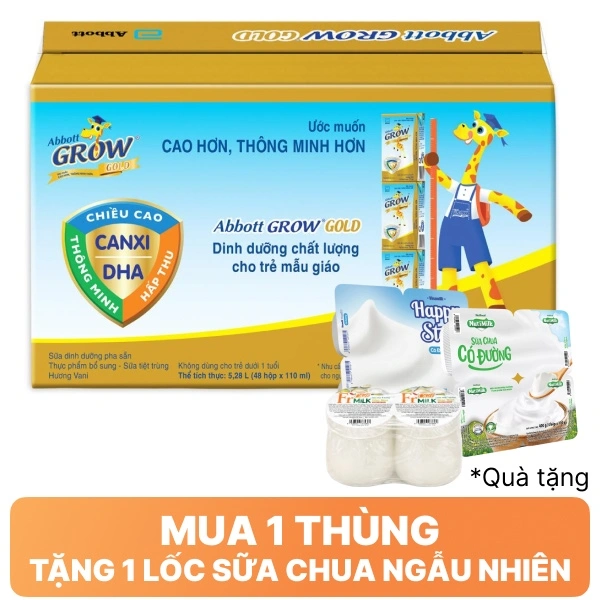 Thùng 48 hộp sữa Abbott Grow Gold vani 110ml