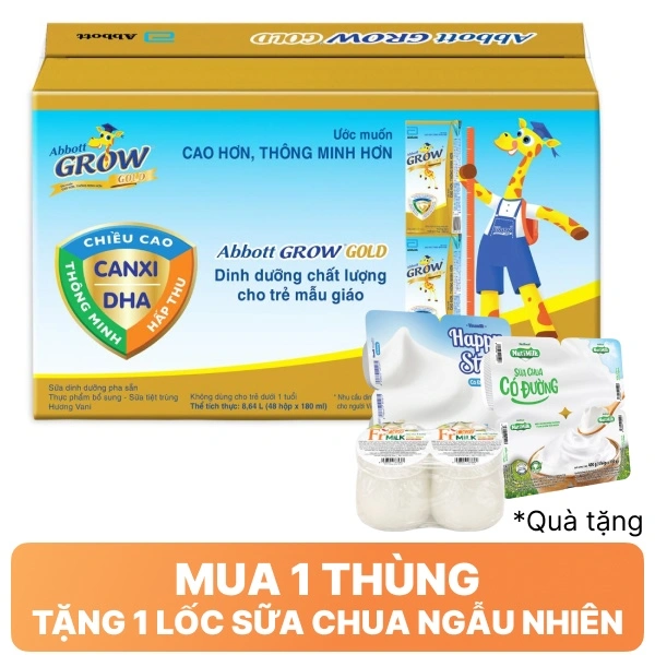 Thùng 48 hộp sữa Abbott Grow Gold vani 180ml
