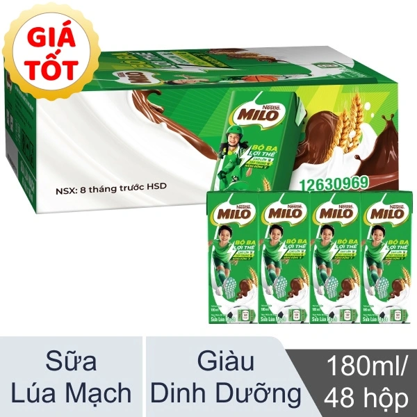 48 hộp sữa lúa mạch Milo 180ml