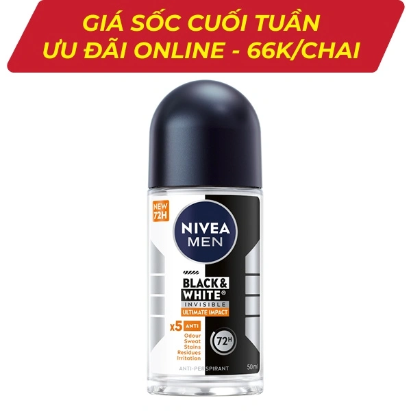 Lăn khử mùi Nivea Men Black & White Invisible 50ml