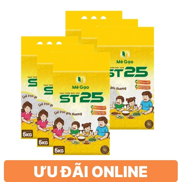 6 túi gạo thơm đặc sản Mê Gạo ST25 5kg