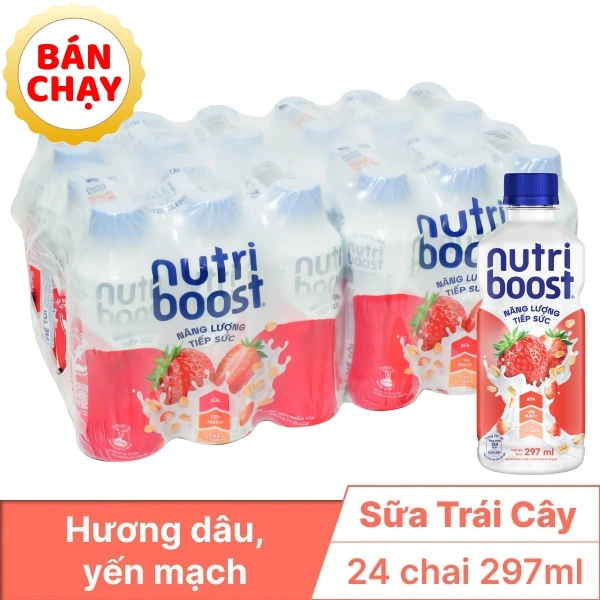 Thùng 24 chai sữa trái cây Nutriboost dâu 297ml
