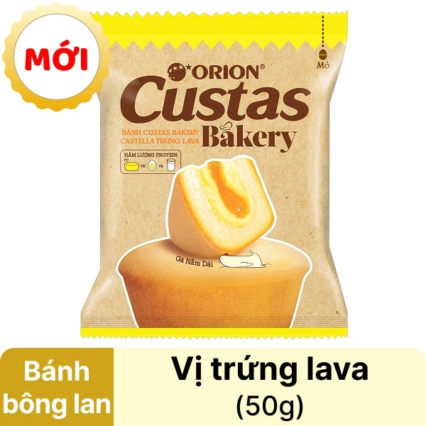 Gói bánh Custas Bakery Castella trứng Lava 50g