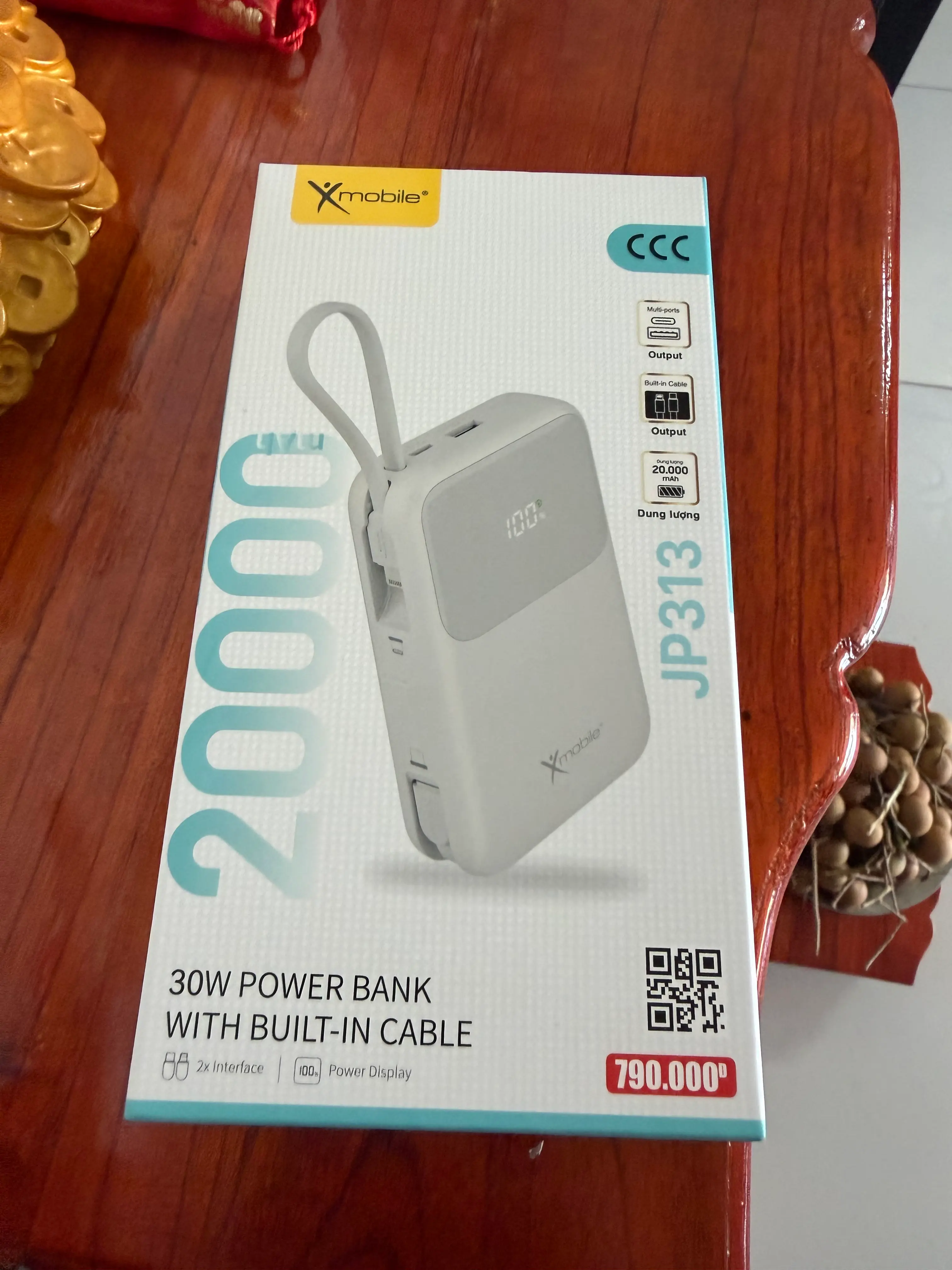 Khách hàng review Pin sạc dự phòng Polymer 20000mAh Type C PD QC 3.0 30W Xmobile JP313 kèm Cáp Lightning và Type C 2