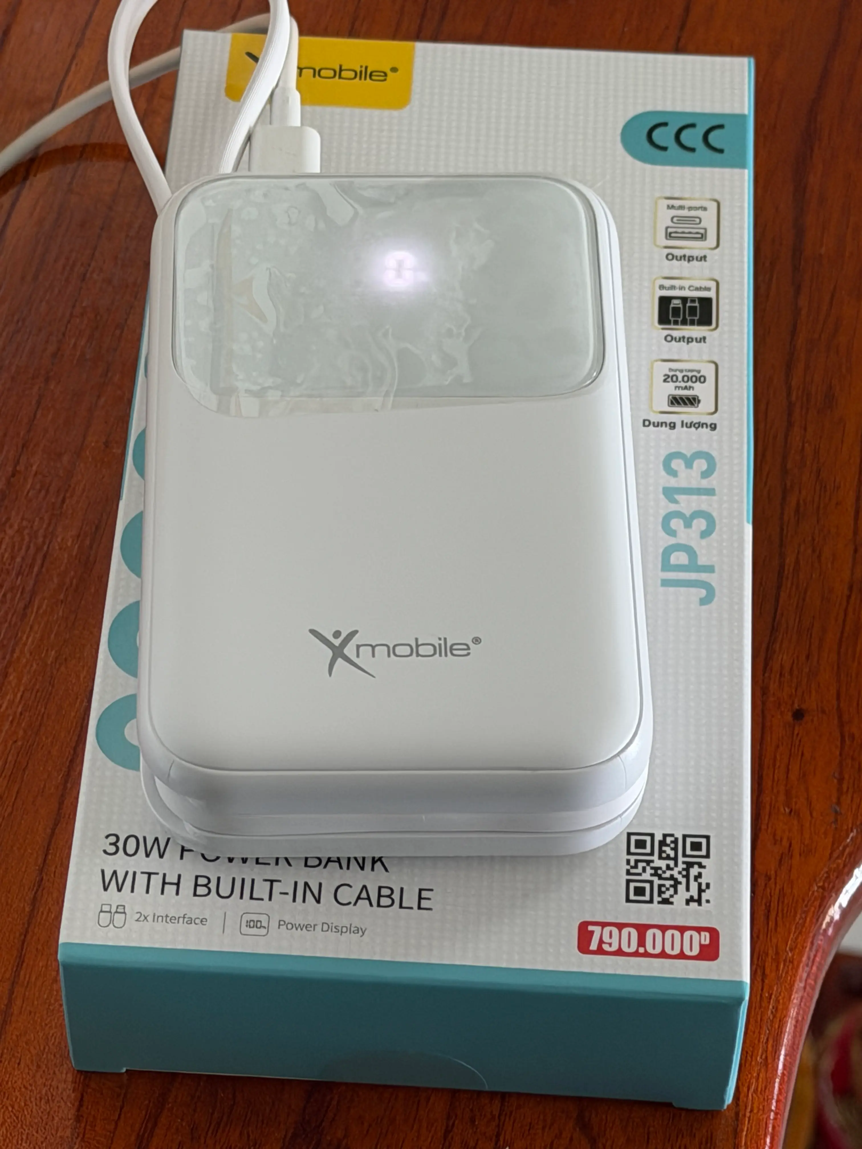 Khách hàng review Pin sạc dự phòng Polymer 20000mAh Type C PD QC 3.0 30W Xmobile JP313 kèm Cáp Lightning và Type C 1