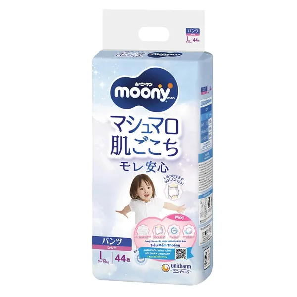 Tã quần cho bé gái Moony size L – Giao bao bì ngẫu nhiên