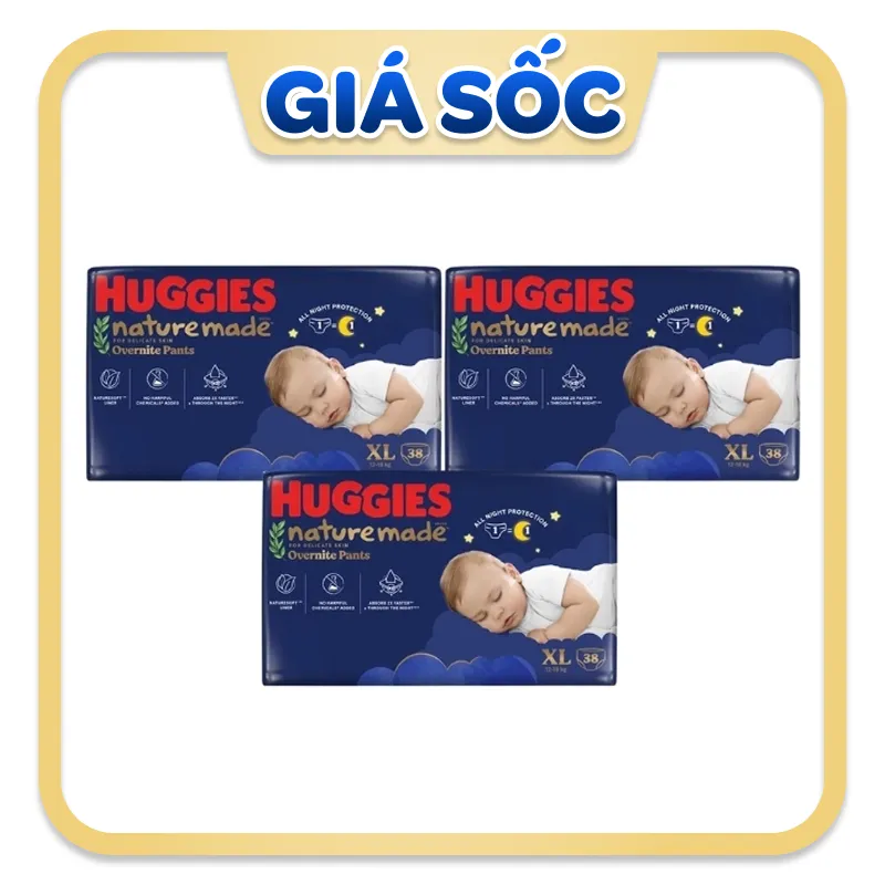 Combo 3 tã quần Huggies Nature made Overnite size XL