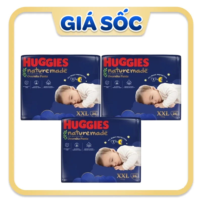 Combo 3 tã quần Huggies Nature made Overnite size XXL