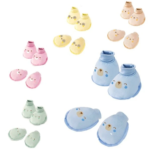Set bao tay, bao chân cotton BabyMommy in thú - Màu ngẫu nhiên