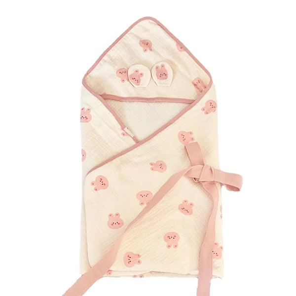 Khăn quấn cotton Bessla - Thỏ hồng