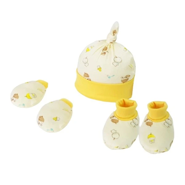 Set nón, bao tay bao chân visco BabyMommy in em bé - Màu ngẫu nhiên