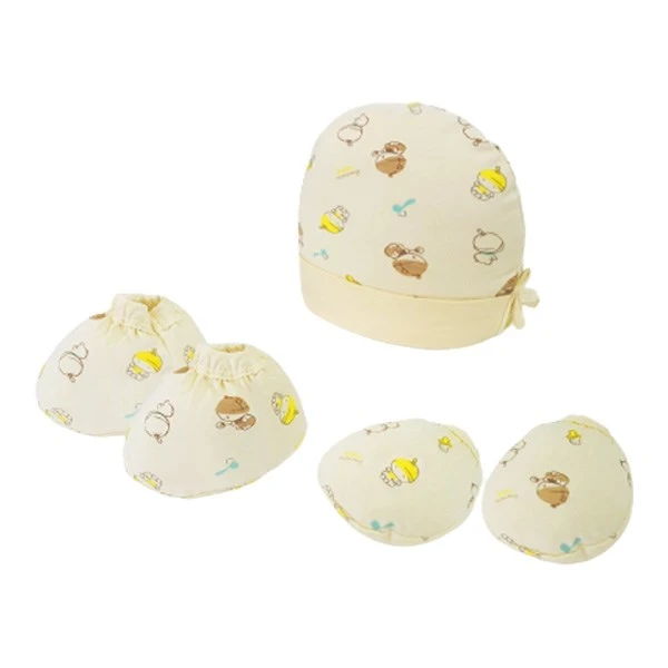 Set nón, bao tay bao chân 2 lớp visco BabyMommy in em bé - Màu ngẫu nhiên