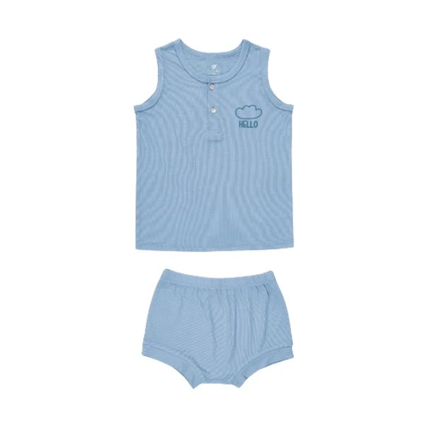 Bộ sát nách bé gái Lullaby NH111V màu xanh nhạt