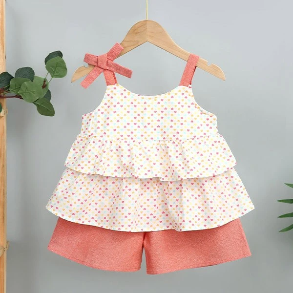 Bộ sát nách bé gái Lullaby NH287V màu trắng - cam