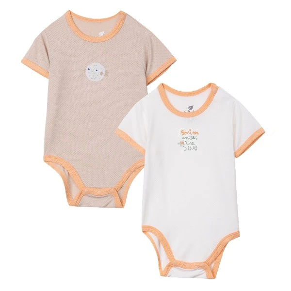 Combo 2 bodysuit bé gái Lullaby NH863R màu trắng - nâu