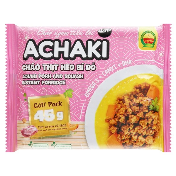 Cháo ăn liền Achaki vị thịt heo, bí đỏ