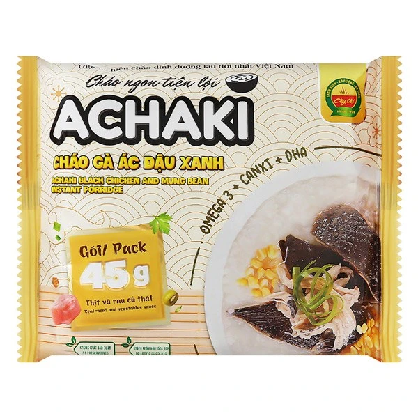 Cháo ăn liền Achaki vị gà ác, đậu xanh