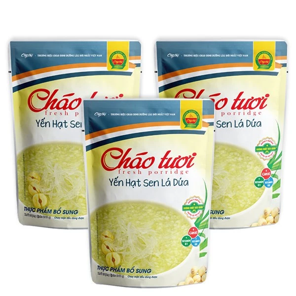 Combo 3 gói cháo tươi Cây Thị vị yến, hạt sen và lá dứa