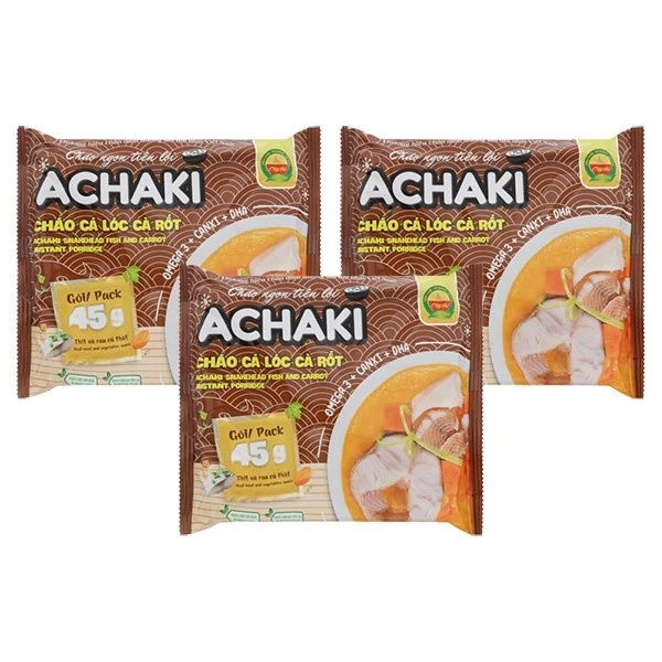 Combo 3 gói cháo ăn liền Achaki vị cá lóc, cà rốt