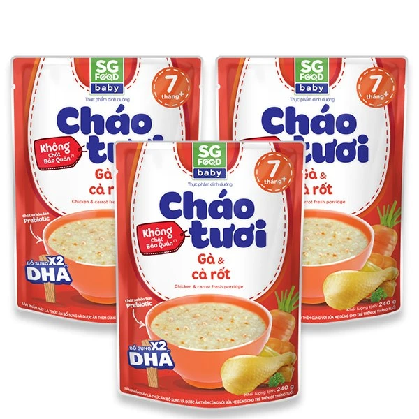 Combo 3 gói cháo tươi SG Food Baby vị gà, cà rốt