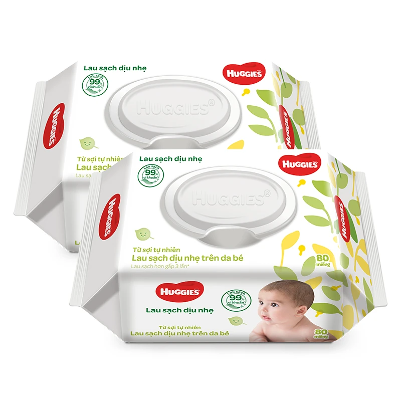 Combo 2 khăn ướt Huggies Clean Care không mùi