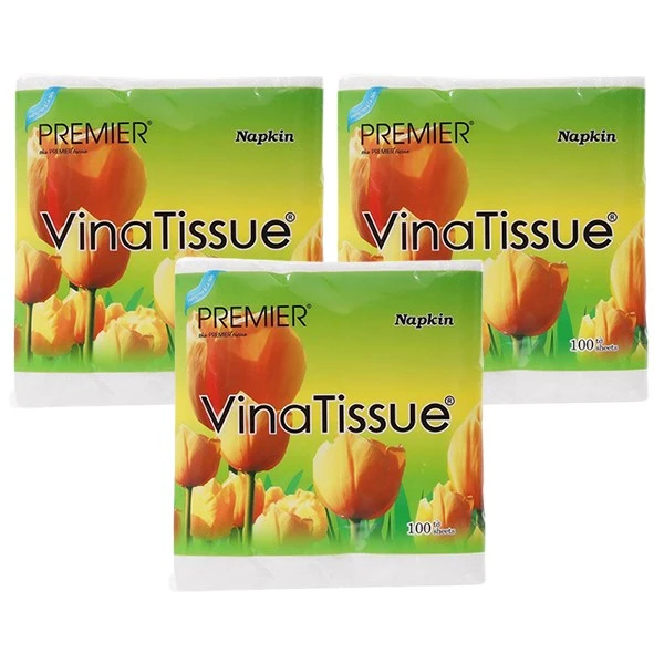 Combo 3 khăn giấy ăn PREMIER VinaTissue không mùi