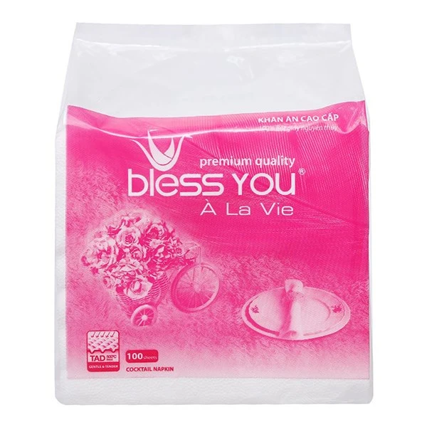 Khăn giấy ăn Bless You À La Vie không mùi 23 cm x 23 cm