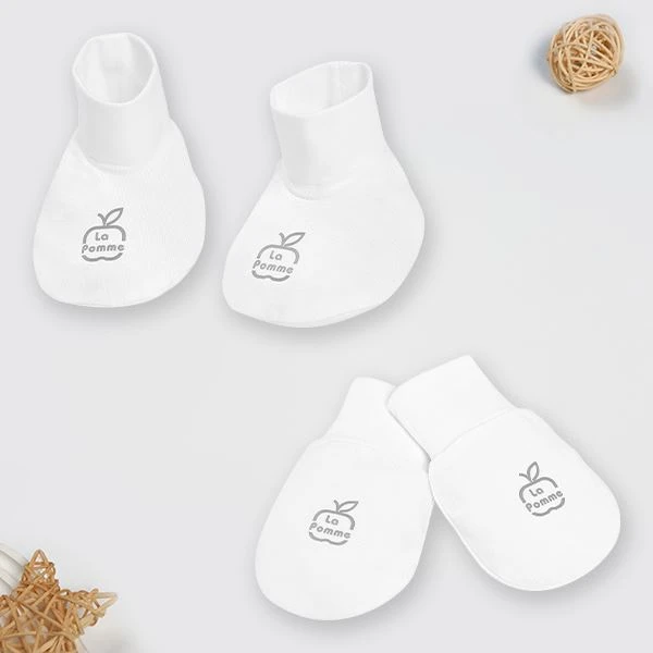 Set bao tay, bao chân sợi tre La Pomme màu trắng