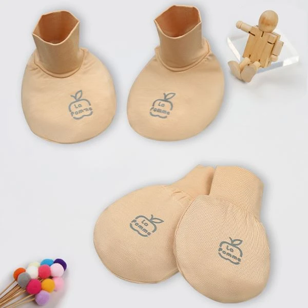 Set bao tay, bao chân sợi tre La Pomme màu be đậm