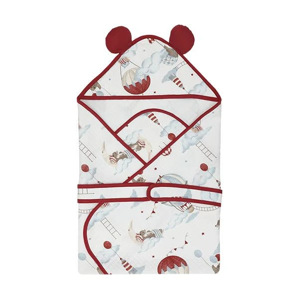 Khăn quấn cotton TOP KIDS - Khinh khí cầu đỏ