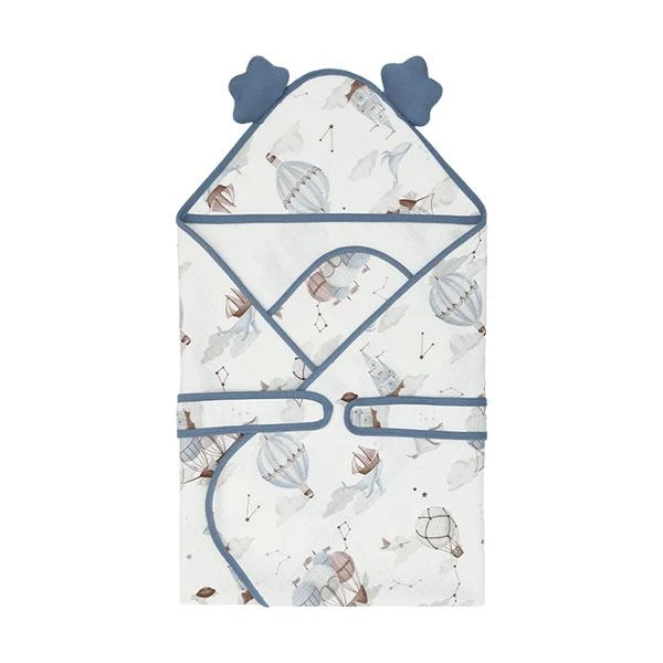 Khăn quấn cotton TOP KIDS - Khinh khí cầu xanh