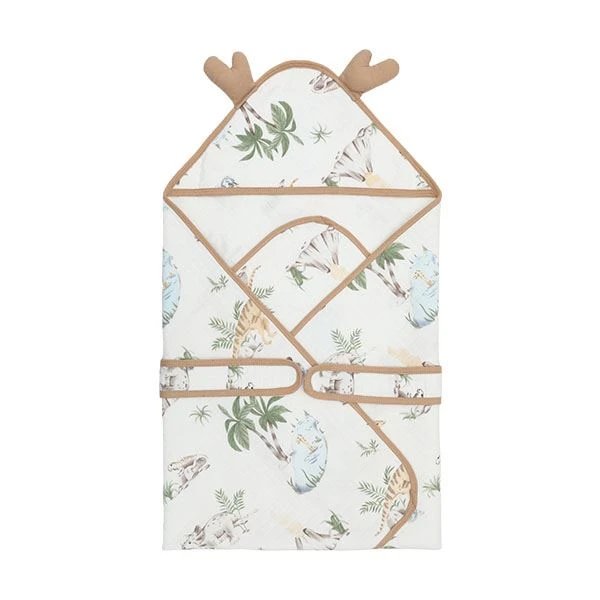 Khăn quấn cotton TOP KIDS - Hình thú nâu