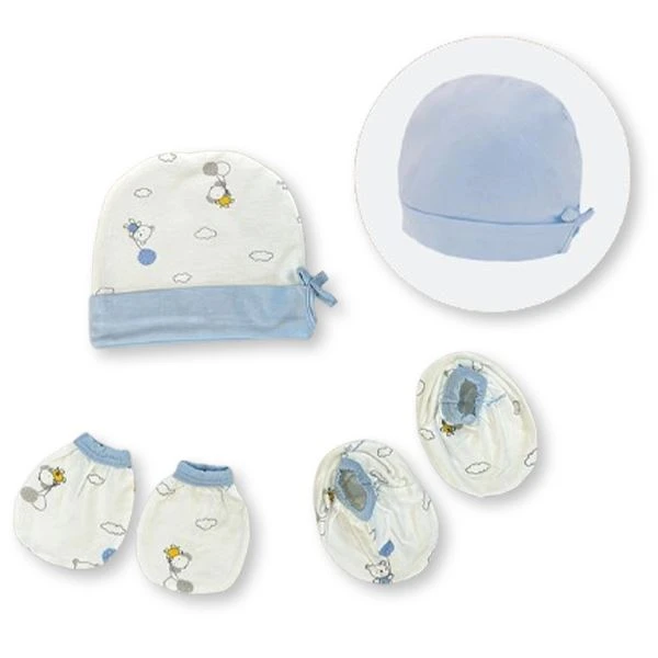 Set nón, bao tay bao chân 2 lớp visco BabyMommy in họa tiết 0124 - Màu ngẫu nhiên