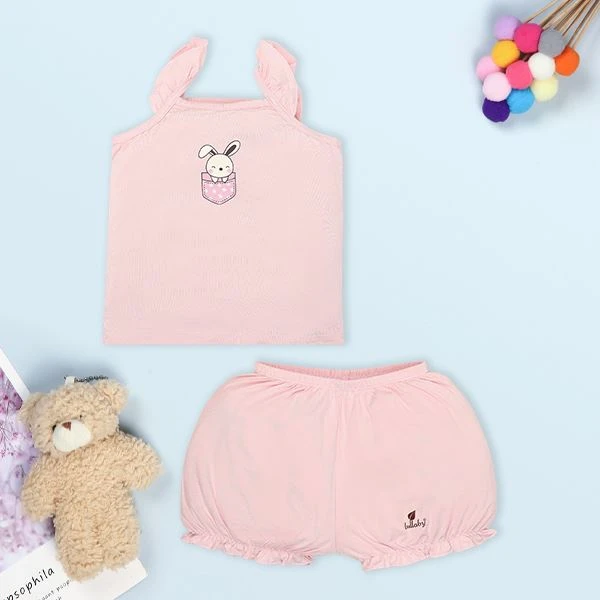 Bộ sát nách bé gái Lullaby NH985R màu hồng