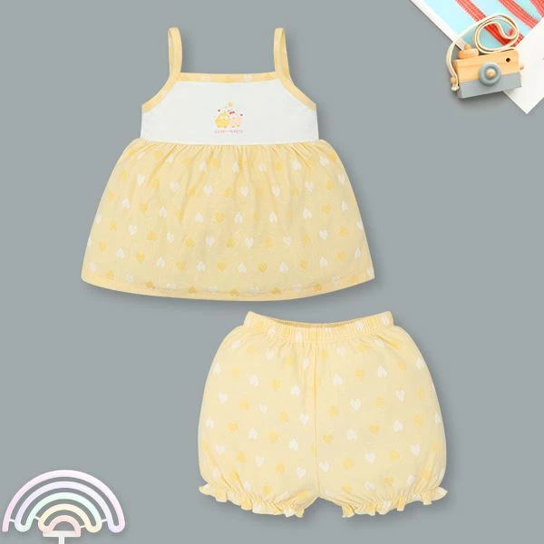 Bộ sát nách bé gái Pony Kids in gà con màu vàng