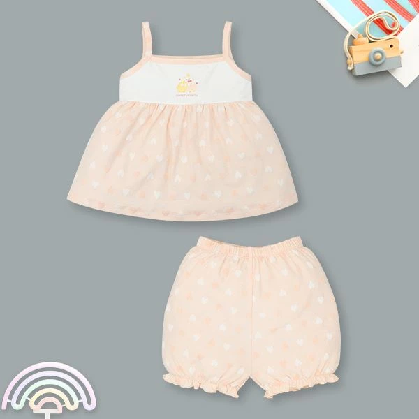 Bộ sát nách bé gái Pony Kids in gà con màu da cam