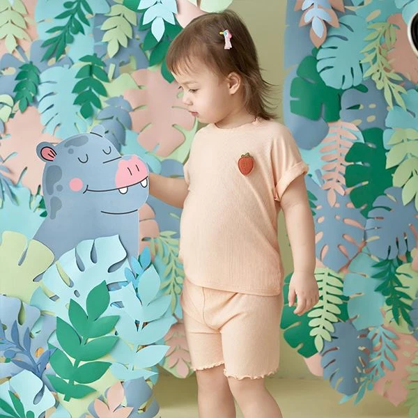 Bộ tay ngắn bé gái Lullaby NH395N màu cam