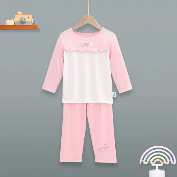 Bộ tay dài bé gái BabyMommy phối bèo màu trắng - hồng