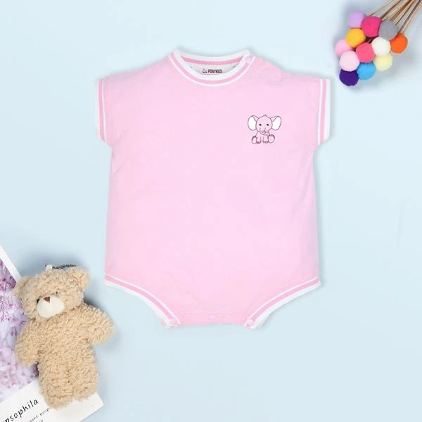 Bodysuit bé gái Pony Kids in voi màu hồng