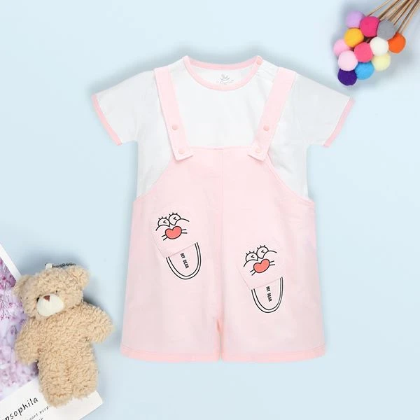 Bodysuit bé gái Pony Kids kèm áo in dép màu hồng - trắng