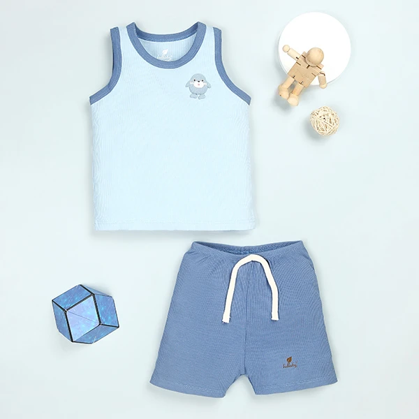 Bộ sát nách bé trai Lullaby NH952R màu xanh dương