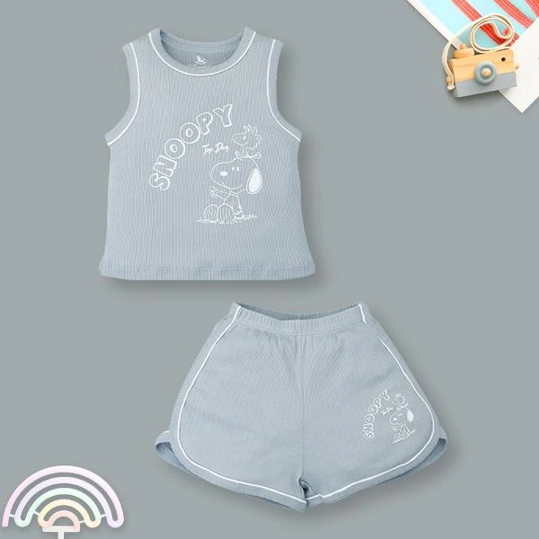 Bộ sát nách bé trai Pony Kids in Snoopy màu xanh ghi