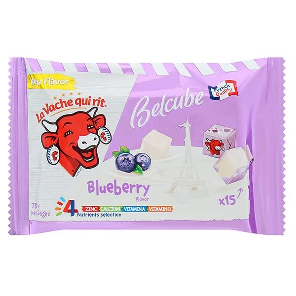 Phô mai Con Bò Cười Belcube vị việt quất gói 78g (15 viên)
