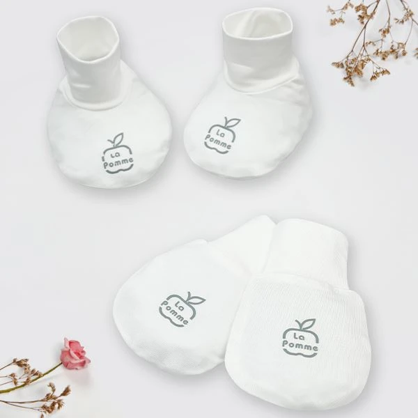 Set bao tay, bao chân sợi tre La Pomme màu trắng