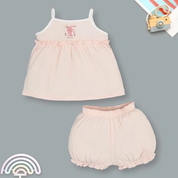 Bộ sát nách bé gái Lullaby NH315N màu hồng