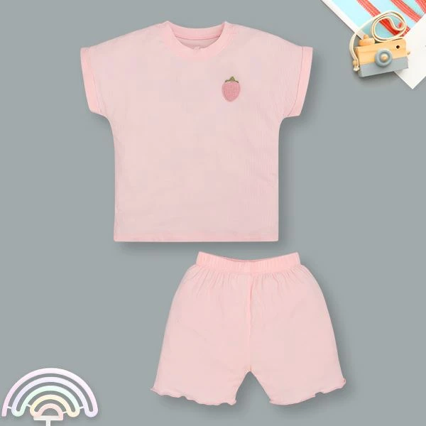 Bộ tay ngắn bé gái Lullaby NH395N màu hồng