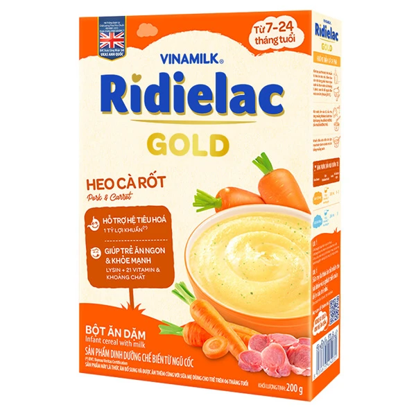 Bột ăn dặm Vinamilk Ridielac Gold heo, cà rốt